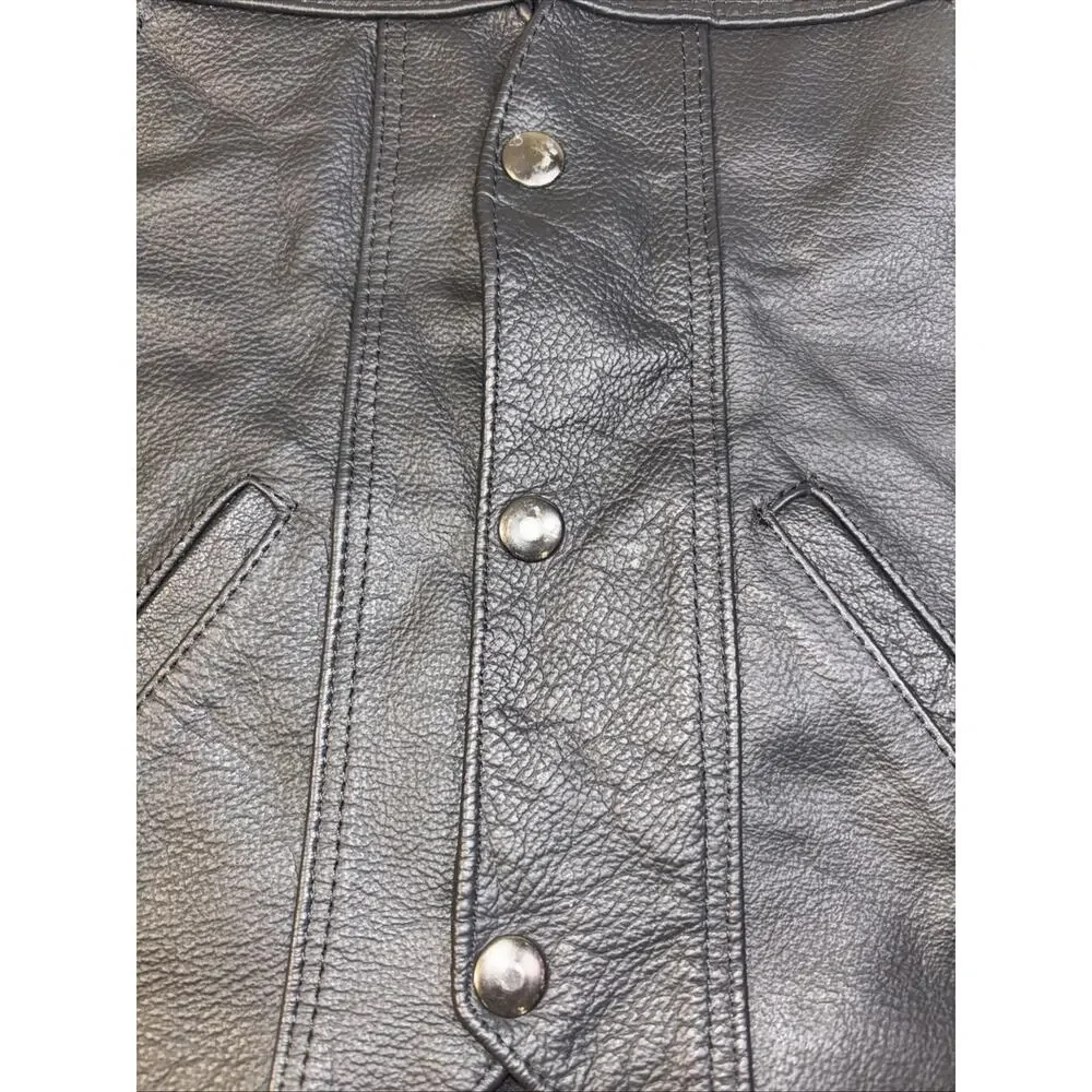 Leather Vest Western Youth Black Genuine XXL 14x17